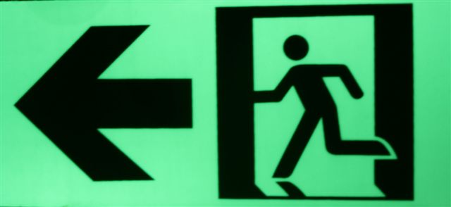 RM-L370x80 glow in the dark running man exit sign left arrow