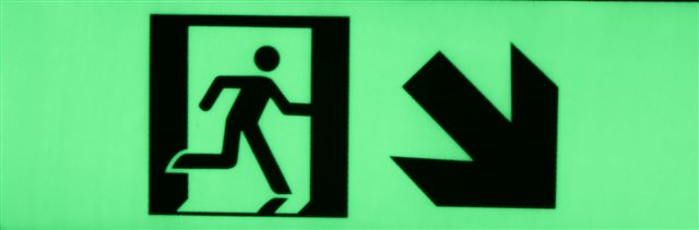 Allure Glow - EX-DDR Exit sign diagonal arrow right 300x100mm